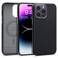 Caseology Nano Pop Mag LE Vegan Leather Case [Built-in Magnet] Designed for Magsafe Compatible with iPhone 14 Pro Max Case 5G (2022) - Black Sesame