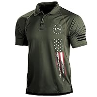 Patriotic Shirts for Men Polo American Flag 1776 Short Sleeve Polo Shirt Golf Independence Day Muscle Fit USA Casual Tops
