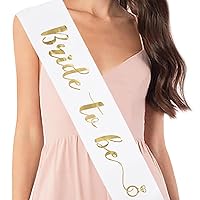 Bride to Be Sash Bachelorette Party White Satin Sash with Gold Foil Lettering Decorations Supplies Accessories Wedding Engagement Party (1 Pcs)