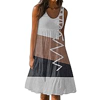 Summer Dresses for Women 2024 Casual Striped Color Block Gradient Colorful Sundresses for Women Casual Beach Vacation