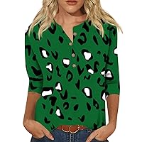 Women Cute Print Tees Blouses Casual Plus Size Basic Tops Pullover for 3/4 Summer Vacation Tops for Women