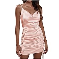 Sexy Dresses for Women, Womens Summer Cowl Neck Ruched Club Night Out Bodycon Dress Solid Cocktail Party Mini Dress