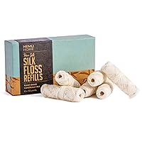 Biodegradable Silk Dental Floss Refill - Six Pack - Organic Natural Dental Floss, Refillable, Compostable Peace Silk Dental Floss Refills - 6 x 33 Yards - Eco-Friendly Mint Candelilla Wax