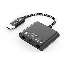 Cubilux USB C Mic Splitter for Lav Microphone,TRS Headphone Mic with Mic Gain(Up to +12dB),Type C to 3.5mm Microphone Adapter Suitable for Recording-USB C Support Android,Ipad OS,Mac OS,Window etc