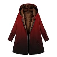 RMXEi Women's Fashion Printed Autumn Winter Hooded Reversible Fleece Jacket Coat