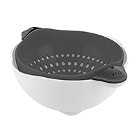 Tovolo Soak N' Strain 5 Quart Colander Easy-Pour Spout, 2-in-1 Strainer & Soaking Bowl, Fruit Bowl & Vegetable Wash, BPA-Free & Dishwasher-Safe, Charcoal