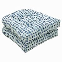 Pillow Perfect Outdoor | Indoor Alauda Porcelain Wicker Seat Cushion (Set of 2), 19 X 19 X 5, Blue