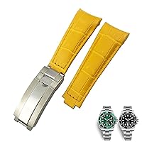 SKM 20mm Curved End Watchbands Leather Strap Fit for Rolex 116610 Submariner Oyster GMT Daytona Slide Lock Buckle Cowhide Bracelets