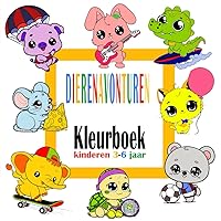 Dierenavonturen Kleurboek: Gemakkelijke kleurplaten met schattige dierentaferelen voor kinderen en beginners van 3-6 jaar (Dutch Edition)