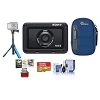 Sony Cyber-Shot RX0 II Digital Camera - Bundle with 32GB U3 MicroSDHC Card, Camera Case, Selfie Stick Tripod, Cleaning Kit, Mac Software Package