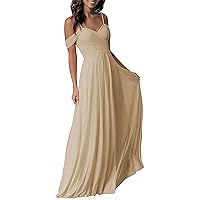 Cold Shoulder Prom Dress Chiffon Bridesmaid Dress Long Evening Maxi Gown