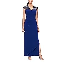 Alex Evenings Women's Long Dress with Knot Front Detail