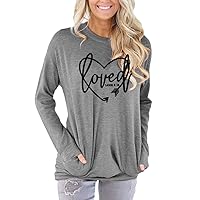 Women's Casual Round Neck Sweatshirt T-Shirts Tops Blouse with Pocket 9 Color