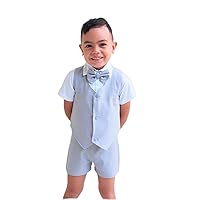 Boy 4 Piece Linen Outfit - Light Grey, Ring Bearer Outfit, Page boy Outfit