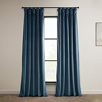 HPD Half Price Drapes Heritage Plush Velvet Curtains 96 Inches Long Room Darkening Curtains for Bedroom & Living Room 50W x 96L, (1 Panel), Avalon Blue
