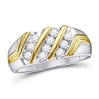 10kt Two-tone Gold Mens Round Diamond Wedding Band Ring 1/2 Cttw