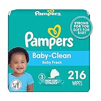 Pampers Baby Clean Wipes, Baby Fresh Scented, 3 Flip-Top Packs (216 Wipes Total)