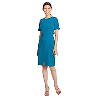 Maggy London Women's Sophisticated Crew Neck Sheath with Overlap Notch Hem Detail Career Workwear Desk to Dinner