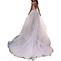 Beach Open Back Sexy Wedding Dresses Sweetheart Regular Straps Chapel Train Bridal Gowns with Appliques 2024