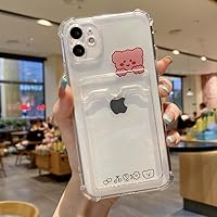 Cartoon Card Pouch Phone Cases for iPhone 13 11 12 Pro Max Mini XR XS-Max X XS 7 8 Plus Se 2020 Airbag Soft TPU Back Cover Case,Red Bear TPY,for iPhone Xs Max