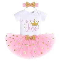 IBTOM CASTLE Crown Gold 1st 2nd 3rd Birthday Party Outfit Baby Girl Princess Tutu Skirt Clothes Set Cake Smash Photo Shoot