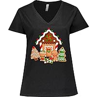 inktastic Gingerbread House Christmas Women's Plus Size V-Neck
