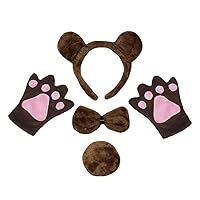 Petitebella Brown Bear Headband Bowtie Tail Gloves Children 4pc Costume (One Size)