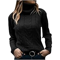 Women's Turtleneck Cable Knit Sweater Trendy Pullover Jumper Casual Fall Winter Warm Knitwear Sweaters Tops