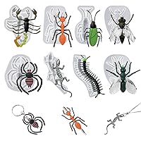 FineInno Pack of 8 Insect Epoxy Resin Silicone Moulds, Insect Resin Moulds, Lizards, Spiders, Jewellery Pendants, Silicone Moulds, Cake, Decorating Mould, Resin Mould