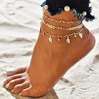 Wedity Tassel Crystal Leaf Anklets Gold Arrow Rhinestone Ankle Bracelets Multi-layer Summer Beach Accessories Foot Jewelry Adjustable for Women Girls