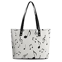 Womens Handbag Musical Notes Patterns Leather Tote Bag Top Handle Satchel Bags For Lady