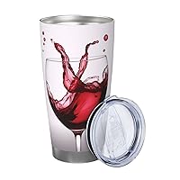 3D Red Wine Heart Print Insulated Cup 20oz With Lid And Straw Coffee Mug Stainless Steel Travel Mugs for Women Men