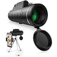 Monocular Telescope, 40X60 High Power HD Monocular Scope Waterproof Monocular with Durable and Clear FMC BAK4 Prism Focus for Bird Watching Traveling Concert with Smartphone Holder & Tripod