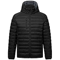 fit space Men's Insulated Synthetic Down Puffer Jacket Winter Warm Coat Quilted Water Resistant Packable Hiking Camping