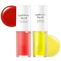 NOONI Appleberry Lip Oil + Applecoco Lip Oil Bundle | Skincare, Vegan, Cruelty-free, PETA Certified, Paraben-free, Mineral-Oil free