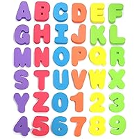 Click N’ Play 36 Piece Play Set of Bath Foam Letters & Numbers with Mesh Bag Organizer, Non Toxic & BPA Free, Colorful, Educational & Fun ABC Foam Bath & Shower Toys for Baby & Toddlers