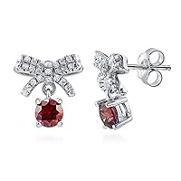 Beautiful Tie Knot Stud !! 925 Sterling Silver 1.90 Ctw Red Gemstone drop Earring Gift for She