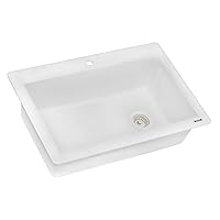 Ruvati 33 x 22 inch Granite Composite Drop-in Topmount Single Bowl Kitchen Sink - Arctic White - RVG1033WH