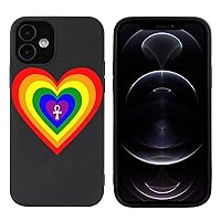Rainbow Heart Ankh iPhone 12/12 Pro TPU Case Black Rubber Cover Soft Flexible for iPhone 12 6.1