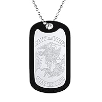 FindChic Dog Tags Personalized Necklace for Men with Silencer Custom Text Engraved/Print Photo Military US Army ID Tag/Saint Michael Guardian Pendant Stainless Steel Jewelry Gift, with Jewelry Box