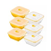 Silicone Food Storage Containers - BPA Free Airtight Silicone Lids Collapsible Lunch Box Containers - Oven, Microwave, Freezer Safe (Yellow (6) 2-Cup Set)