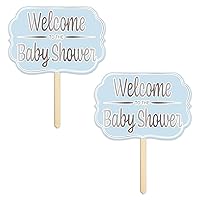 Welcome To The Baby Shower Foil Yard Sign - Blue Pack of 2