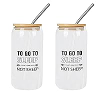 2 Pack Glass Cups with Bamboo Lids to Go to Sleep I Count Home Runs Not Sheep Glass Cup Can Beer Cups Gift for Mother Day Cups Great For For Soda s Whiskey