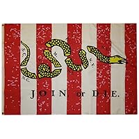 3x5 Sons of Liberty Don't Tread On Me Flag Join Or Die Red White 100D Woven Poly Nylon Flag 3'x5' Banner Grommets Heavy Duty (RUF)