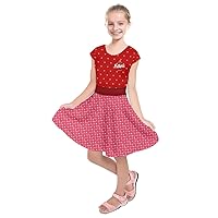 PattyCandy Girls Festive Christmas Outfit Heart Happy Father's Day Supper Daddy Dad & Xmas Lights Printed Skater Dress