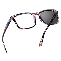 Bifocal Reading Glasses, Transition Photochromic Dark Grey Sunglasses, Computer Reading Glasses, Anti Glare (Floral, 0.00/+2.50 Magnification)
