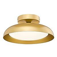 kudos Gold Ceiling Light, 12 Inch LED Semi Flush Mount Ceiling Light Fixture, 12W/700Lm Ceiling Lights for Kitchen, Bathroom, Hallway, 3000K/4000K/6000K Adjustable, KDCL01-GD
