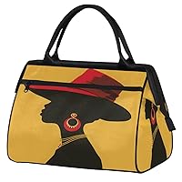 Travel Duffel Bag, Sports Tote Gym Bag, Africa Girl Silhouette Overnight Weekender Bags Carry on Bag for Women Men, Airlines Approved Personal Item Travel Bag for Labor and Delivery,C132