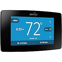 Sensi Touch Wi-Fi Smart Thermostat with Touchscreen Color Display, Works with Alexa, Energy Star Certified, C-wire Required, ST75 Black 5.625