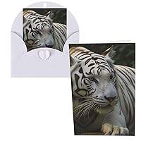 Greeting Cards White Bengal Tiger Thank You Cards with Envelopes Happy Birthday Card 4x6 Inch Minimalistic Design Thank You Notes for All Occasions Birthday Thank You Wedding